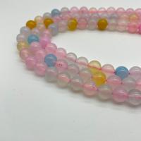 Agat perler, Agate, Runde, poleret, du kan DIY, blandede farver, Solgt Per Ca. 38 cm Strand