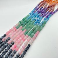 Naturlig effloresce Agate perler, Runde, du kan DIY & frosted, blandede farver, Solgt Per Ca. 38 cm Strand