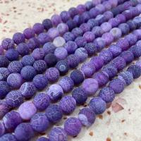 Naturlig effloresce Agate perler, Runde, du kan DIY & frosted, lilla, Solgt Per Ca. 38 cm Strand