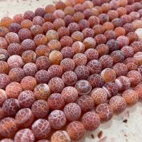 Natuurlijke Effloresce Agaat kralen, Ronde, DIY & frosted, rood, Per verkocht Ca 38 cm Strand