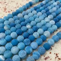 Prirodni rascvjetati ahat perle, Rascvjetati Agate, Krug, možete DIY & mat, plav, Prodano Per Približno 38 cm Strand