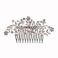 Maisiúil Gruaige Combs, Sinc Alloy, le Rhinestone, dath airgid plated, do bhean & ilghnéitheach, airgid, nicil, luaidhe & caidmiam saor in aisce, 115x60mm, Díolta De réir PC