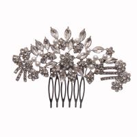 Decorative Hair Combs Zinc Alloy with Rhinestone & Plastic Pearl silver color plated for woman & faceted silver color nickel lead & cadmium free Sold By PC