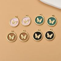 Zinc Alloy Enamel Pendants Butterfly gold color plated DIY nickel lead & cadmium free Sold By PC