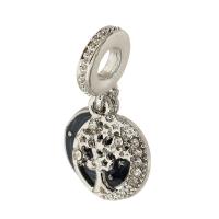 European stile Zinc Alloy pendenti, lega in zinco, Cerchio, placcato color argento, DIY & smalto & con strass, argento, assenza di nichel,piombo&cadmio, 24x12x2mm, Foro:Appross. 5mm, Venduto da PC