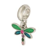 European Zinc Alloy Privjesci, Cink Alloy, Dragonfly, srebrne boje pozlaćen, možete DIY & emajl & s Rhinestone, srebro, nikal, olovo i kadmij besplatno, 22x15x2mm, Rupa:Približno 5mm, Prodano By PC