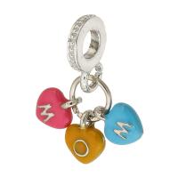 European stile Zinc Alloy pendenti, lega in zinco, Cuore, placcato color argento, DIY & smalto, colori misti, assenza di nichel,piombo&cadmio, 26x8x3mm, Foro:Appross. 5mm, Venduto da PC