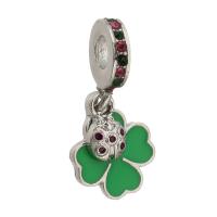 European stile Zinc Alloy pendenti, lega in zinco, placcato color argento, DIY & smalto & con strass, colori misti, assenza di nichel,piombo&cadmio, 27x13x1.50mm, Foro:Appross. 5mm, Venduto da PC