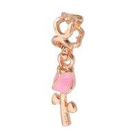 European Stil Zinklegierung Anhänger, Rose, Rósegold-Farbe plattiert, DIY & Emaille, Roségold, frei von Nickel, Blei & Kadmium, 27x6x5mm, Bohrung:ca. 6mm, verkauft von PC