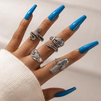 Cink Alloy Ring Set, Cink ötvözet, Állat, ezüst színű bevonattal, 4 darab & divat ékszerek, ezüstszürke, nikkel, ólom és kadmium mentes, Által értékesített Set