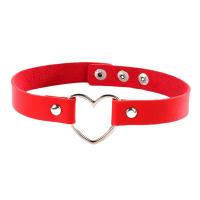 Fashion Choker halskæde, PU, med 316L Stainless Steel, Heart, sølvfarvet forgyldt, mode smykker & for kvinde, flere farver til valg, 20mm, Længde 40 cm, Solgt af PC