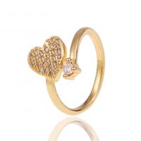 Kubieke Circonia Micro Pave Brass Ring, Messing, gold plated, Verstelbare & micro pave zirconia & voor vrouw, 20mm, Verkocht door PC