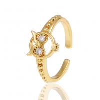 Cubique anneau en laiton Circonia Micro Pave, animal, Placage de couleur d'or, Réglable & pavé de micro zircon & pour femme, 20mm, Vendu par PC