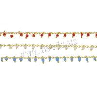 Catena decorativa in ottone, with Seedbead, placcato color oro, DIY, nessuno, 2.5x6x2.5mm,1.5mm, 10m/lotto, Venduto da lotto