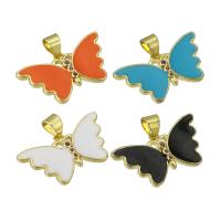 Cubic Zirconia Micro Pave Brass Pendant Butterfly gold color plated micro pave cubic zirconia & enamel Approx 3mm Sold By PC