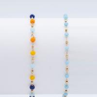 Messing bal ketting, met Glas, gold plated, DIY, meer kleuren voor de keuze, 10m/Lot, Verkocht door Lot