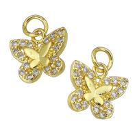 Cubic Zirconia Micro Pave Brass Pendant Butterfly gold color plated micro pave cubic zirconia Approx 2mm Sold By PC