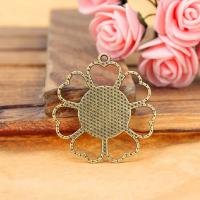 Pendentif en alliage de zinc Cabochon Cadre, fleur, couleur bronze antique, 32mm, Vendu par PC