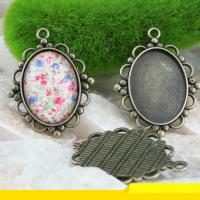 Zinc Alloy vedhæng Cabochon Setting, forgyldt, flere farver til valg, 38x30mm, Solgt af PC