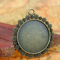 Zinc Alloy vedhæng Cabochon Setting, antik bronze farve, 42mm, Solgt af PC