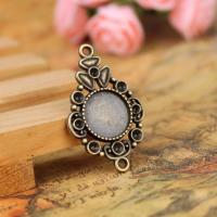 Zinc Alloy Connector Cabochon Setting, antieke bronskleur, 34x22mm, Verkocht door PC