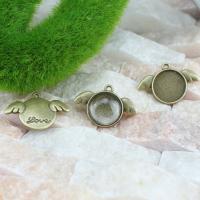 Zink legering hanger Cabochon instelling, Zinc Alloy, antieke bronskleur, 24x16mm, Verkocht door PC