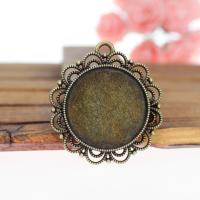 Zinc Alloy vedhæng Cabochon Setting, antik bronze farve, 35mm, Solgt af PC