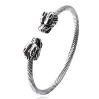 Acier inoxydable 304 bracelet manchette, pour homme, argent, 60x4mm, Vendu par PC