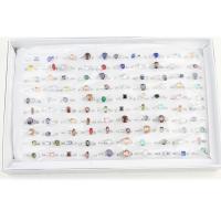 Strass vinger Ring, Zinc Alloy, voor vrouw, gemengde kleuren, 17mm, 100pC's/box, Verkocht door box