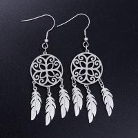 Cruach Tíotáiniam Buail Earring, Dreamcatcher, do bhean, dathanna níos mó le haghaidh rogha, 20x70mm, Thart 10ríomhairí pearsanta/Mála, Díolta De réir Mála