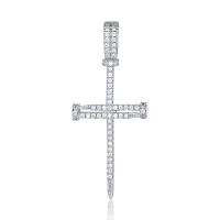 Cubic Zircon Micro Pave Mässing Halsband, Cross, plated, Unisex & olika stilar för val & micro bana cubic zirconia, fler färger för val, nickel, bly och kadmium gratis, 23x53mm, Längd Ca 24 inch, Säljs av PC