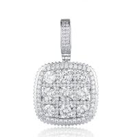 Cubic Zircon Micro Pave Mässing Halsband, Square, plated, Unisex & olika stilar för val & micro bana cubic zirconia, fler färger för val, nickel, bly och kadmium gratis, 45x27mm, Längd Ca 24 inch, Säljs av PC