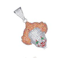 Kubieke Zirkoon Micro Pave Brass Ketting, Messing, clown, silver plated, uniseks & verschillende stijlen voor de keuze & micro pave zirconia, zilver, nikkel, lood en cadmium vrij, 55x35mm, Lengte Ca 24 inch, Verkocht door PC