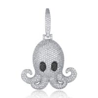 Kubieke Zirkoon Micro Pave Brass Ketting, Messing, Octopus, plated, uniseks & verschillende stijlen voor de keuze & micro pave zirconia, meer kleuren voor de keuze, nikkel, lood en cadmium vrij, 42x62mm, Lengte Ca 24 inch, Verkocht door PC