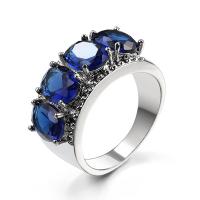 Ciúbach Siorcón Prás Finger Ring, le Ciúbach Zirconia, dath platanam plátáilte, méid éagsúla do rogha & do bhean & ilghnéitheach, sapphire, nicil, luaidhe & caidmiam saor in aisce, 7mm, Díolta De réir PC