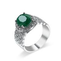 Zircon cubique Micro Pave Sterling Silver Rings, laiton, avec zircon cubique, ovale, Plaqué de platine, normes différentes pour le choix & pour femme & facettes, vert, protéger l'environnement, sans nickel, plomb et cadmium, 6mm, Vendu par PC