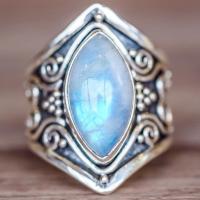 Cink ötvözet Finger Ring, -val Sea Opal, antik ezüst színű bevonattal, különböző méretű a választás & a nő, fehér, nikkel, ólom és kadmium mentes, 8mm, Által értékesített PC