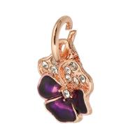 Zinc Alloy émail Pendants, alliage de zinc, Plaqué de couleur d'or rose, DIY & avec strass, couleur or rose, protéger l'environnement, sans nickel, plomb et cadmium, 12x16x3mm, Trou:Environ 2mm, Vendu par PC