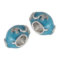 Zinc Alloy Jewelry Beads Round silver color plated DIY & enamel blue nickel lead & cadmium free Approx 5mm Sold By PC