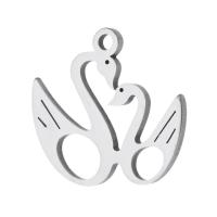 Ruostumaton teräs Animal Riipukset, 304 Stainless Steel, Joutsen, muoti korut, alkuperäinen väri, 14x13x1mm, Reikä:N. 1mm, Myymät PC