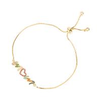 Cúbicos Circonia pulsera Latón Micro pavimenta, metal, Esférico, chapado en color dorado, Ajustable & Joyería & diferentes estilos para la opción & micro arcilla de zirconia cúbica, más colores para la opción, libre de níquel, plomo & cadmio, longitud 25-26 cm, Vendido por UD