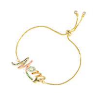 Cúbicos Circonia pulsera Latón Micro pavimenta, metal, Esférico, 18K chapado en oro, Ajustable & Joyería & diferentes estilos para la opción & micro arcilla de zirconia cúbica, más colores para la opción, libre de níquel, plomo & cadmio, longitud 25-26 cm, Vendido por UD