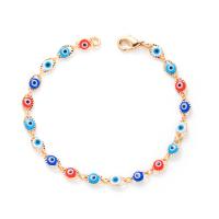 Bracelet Evil Eye bijoux, laiton, Rond, Placage de couleur d'or, bijoux de mode & styles différents pour le choix & pour femme & émail, plus de couleurs à choisir, protéger l'environnement, sans nickel, plomb et cadmium, Longueur 17 cm, Vendu par PC