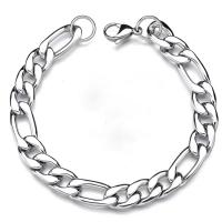 Rustfrit stål smykker Armbånd, 316L Stainless Steel, Stick, sølvfarvet forgyldt, forskellige længde for valg & Unisex & forskellig størrelse for valg & Figaro Kæde, sølv, Solgt af PC