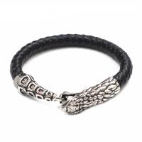 Cuero Pulsera, con acero inoxidable 316L, Esférico, chapado en color de plata, Joyería & para hombre, más colores para la opción, 55x8mm,34mm,37mm, Vendido por UD