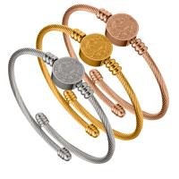 acier inoxydable 316L bracelet manchette, Rond, Placage, bijoux de mode & unisexe, plus de couleurs à choisir, 55x3mm,12mm, Vendu par PC