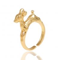 Messing Cuff fingerring, Deer, guldfarve belagt, Justerbar & for kvinde, 22mm, Solgt af PC