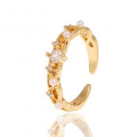 Cúbicos Circonia Micro Pave anillo de latón, metal, chapado en color dorado, Ajustable & micro arcilla de zirconia cúbica & para mujer, 21mm, Vendido por UD