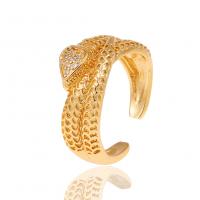 Kubieke Circonia Micro Pave Brass Ring, Messing, gold plated, Verstelbare & micro pave zirconia & voor vrouw, 23mm, Verkocht door PC