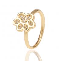 Kubieke Circonia Micro Pave Brass Ring, Messing, Voetspoor, gold plated, Verstelbare & micro pave zirconia & voor vrouw, 23mm, Verkocht door PC